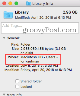 Lokasi folder perpustakaan di Mac