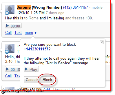Blokir Panggilan Google Voice