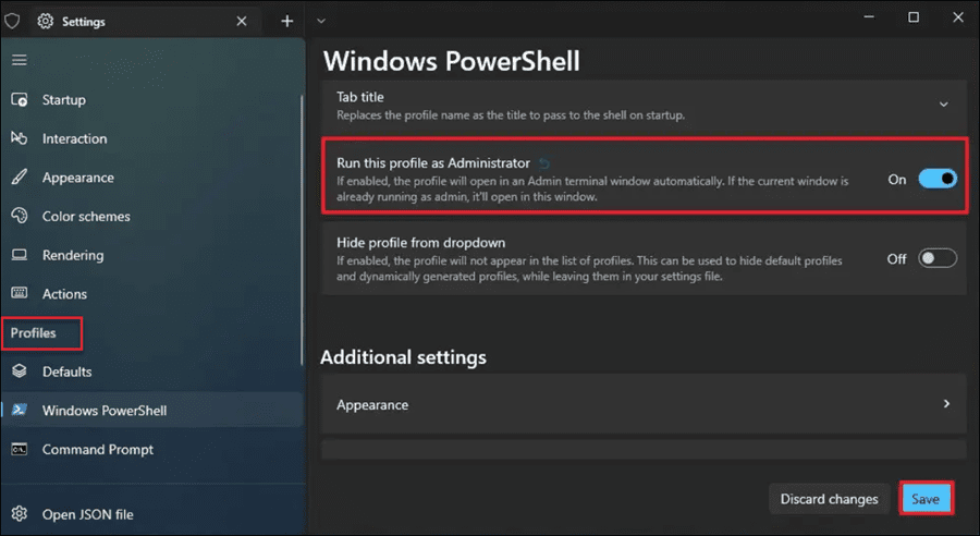 buka powershell sebagai admin di Windows 11