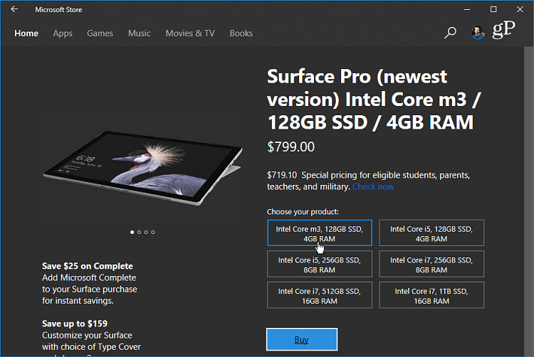 Aplikasi Perangkat Keras Surface Store Microsoft
