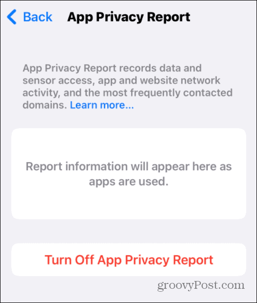 laporan privasi aplikasi berjalan