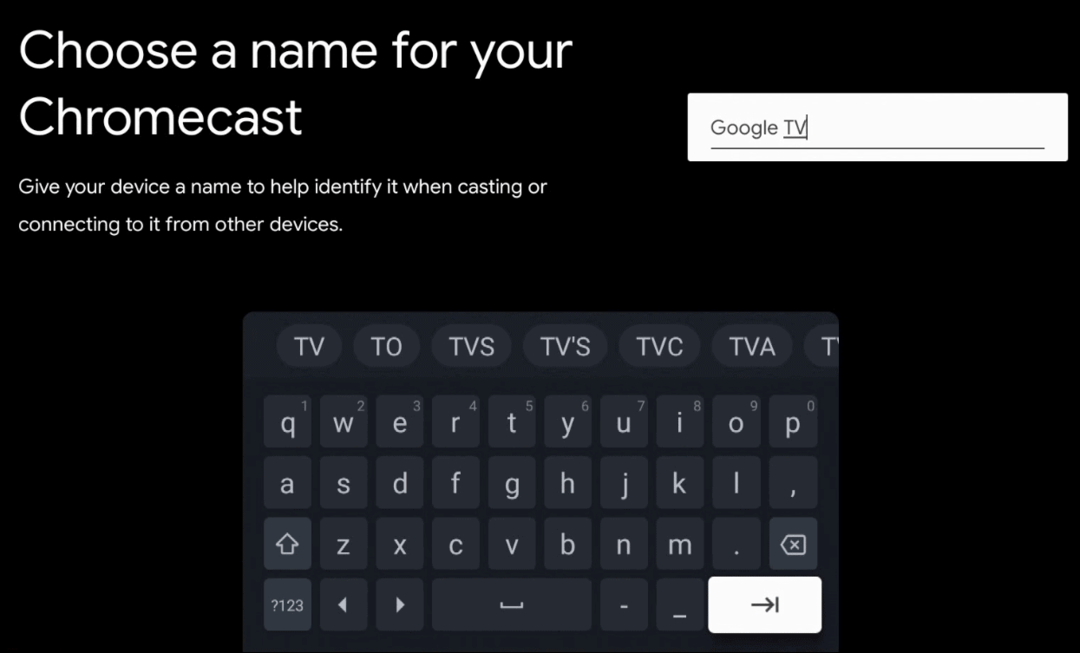 Ketik nama untuk Google TV