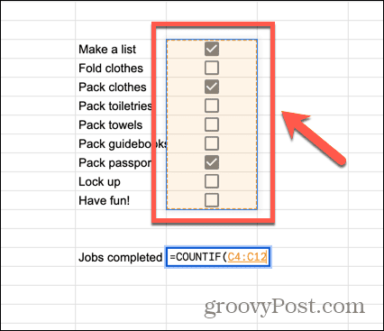 rentang pilihan google sheet