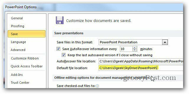 Simpan Dokumen Microsoft Office ke SkyDrive secara Default
