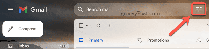 Tombol pencarian lanjutan Gmail