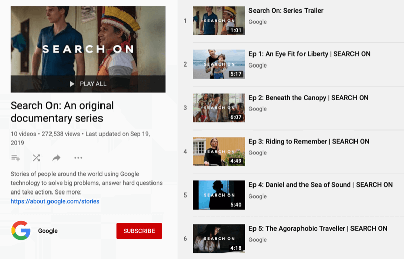 Daftar putar YouTube untuk Google docuseries Search On
