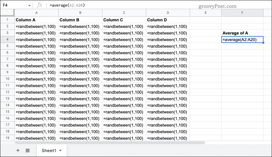 Spreadsheet Google Spreadsheet dengan rumus terlihat