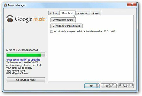 tab unduhan musik google