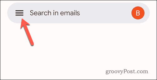 Ketuk ikon menu Gmail di Gmail seluler