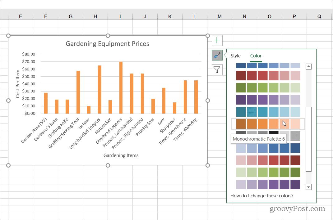 Ubah Bagan Batang Gaya Warna Excel
