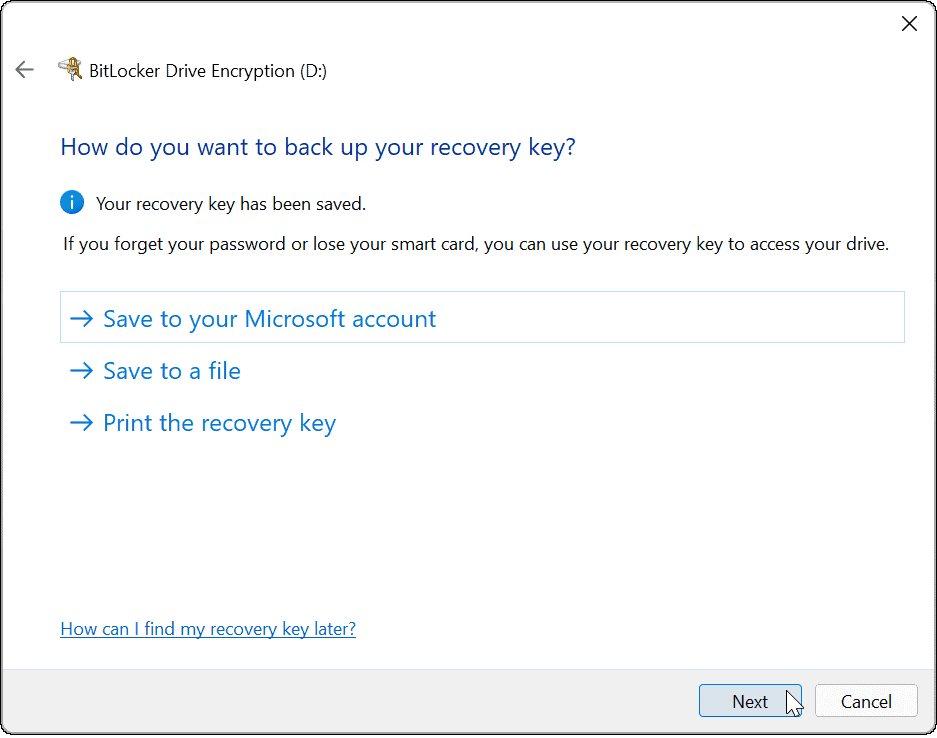 gunakan bitlocker untuk menggunakan kunci pemulihan Windows 11