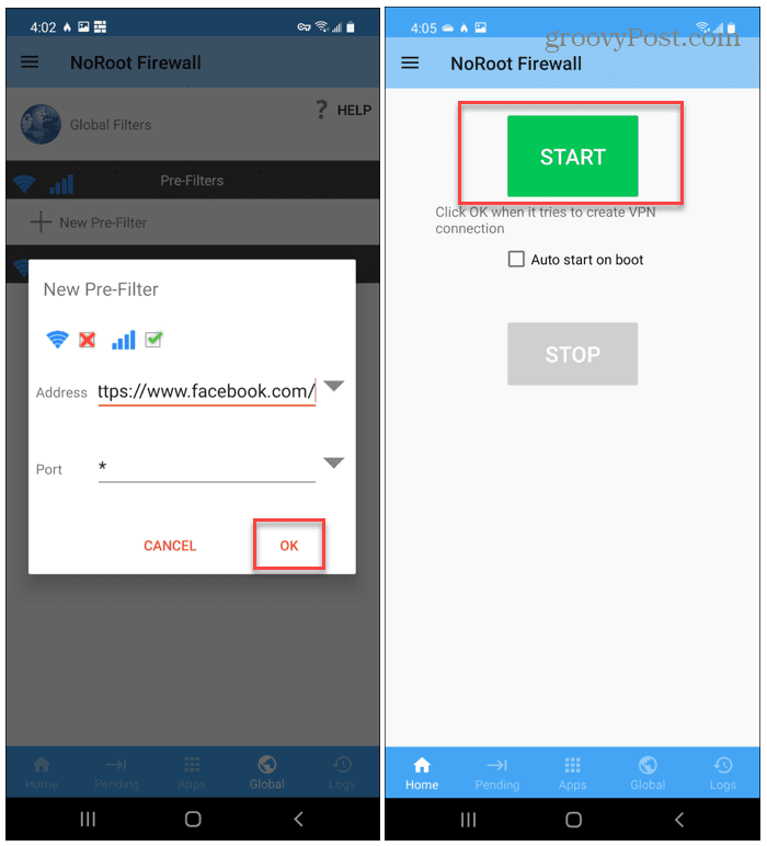 Tidak ada situs Root Enter untuk diblokir