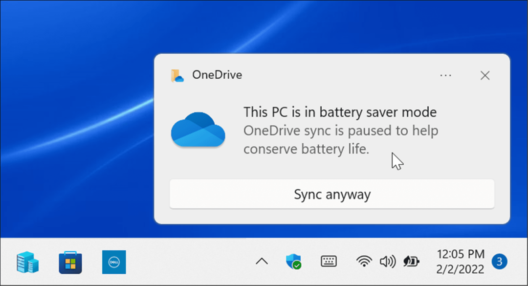 Mode Penghemat baterai Sinkronisasi OneDrive Dijeda