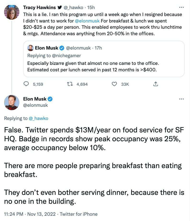 Elon Musk dan Tracy Hawkins bertengkar di Twitter