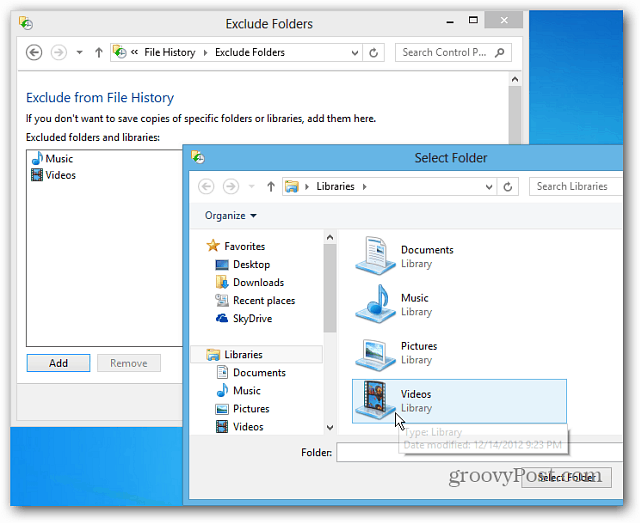 Konfigurasikan Riwayat File Windows 8 untuk Memulihkan File yang Dihapus
