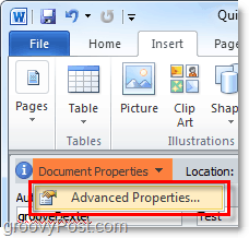 lihat properti dokumen tingkat lanjut di word 2010