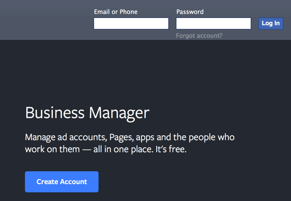 manajer bisnis facebook membuat akun