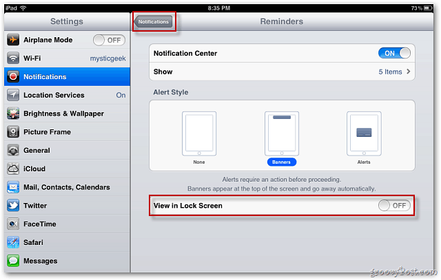 Apple iOS 5: Nonaktifkan Notifikasi agar Tidak Ditampilkan di Layar Kunci