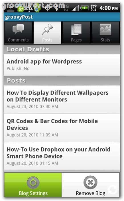 Ulasan Wordpress di Android Posts - konsep