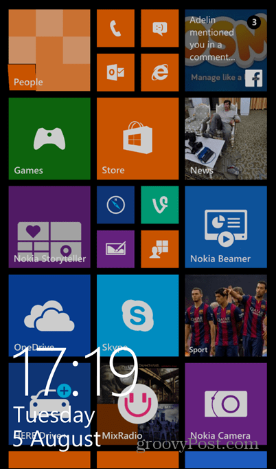 Tangkapan layar Windows Phone 8.1 aktif