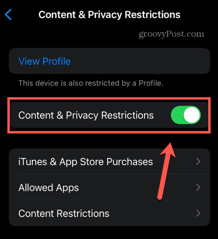 konten iphone dan pembatasan privasi aktif