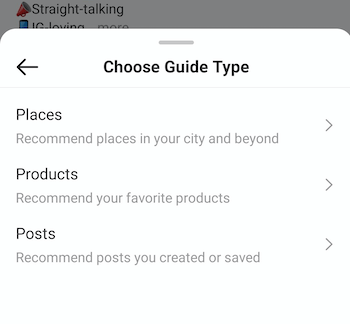 contoh panduan buat instagram pilih menu jenis panduan yang menawarkan pilihan tempat, produk, dan postsexample instagram membuat panduan memilih menu jenis panduan menawarkan pilihan tempat, produk, dan posting