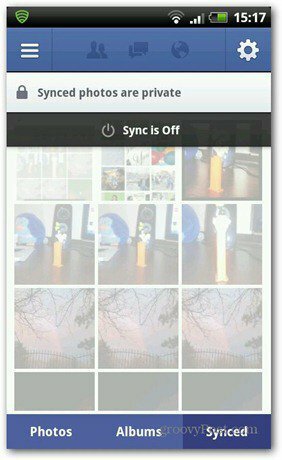 Sinkronisasi foto Facebook tidak aktif