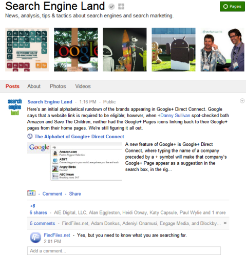 Laman Google+ - Tanah Mesin Telusur