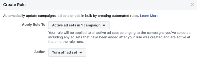 Skala kampanye iklan Facebook Anda; langkah 13.