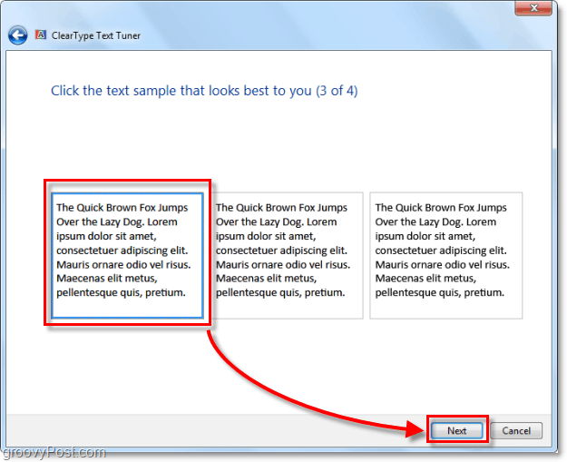 langkah 3 mengkalibrasi clearType di windows 7