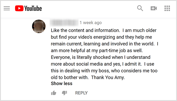Amy Landino menerima tanggapan positif tentang konten videonya dari penontonnya. Misalnya, seorang pengguna berkomentar bahwa videonya Help Me Tetap Terkini, Belajar, Dan Terlibat Di Dunia. Saya Juga Lebih Bermanfaat Pada Pekerjaan Paruh Waktu Saya.