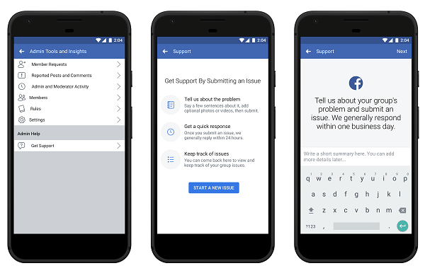Facebook meningkatkan sumber daya admin dan dukungan untuk grup.