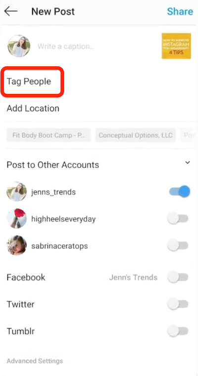 Instagram opsi posting baru untuk menandai orang