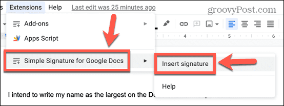 google docs menyisipkan tanda tangan dari pengaya