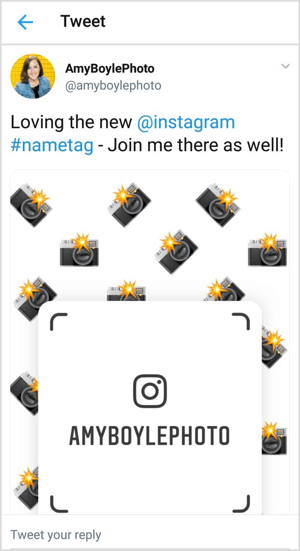 Promosikan silang nametag Instagram Anda di saluran sosial seperti Twitter.