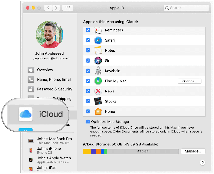 Gantungan kunci Mac iCloud
