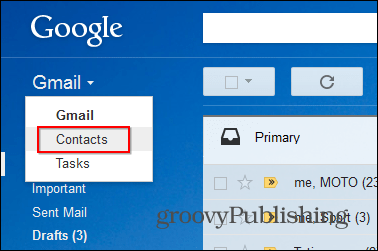 Desktop kontak bintang Gmail