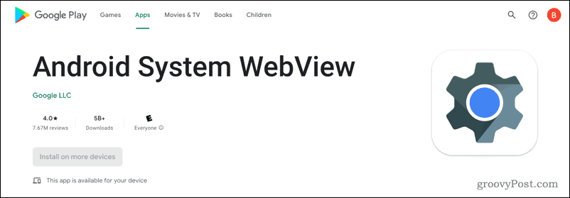 Tampilan Web Sistem Android di Google Play Store