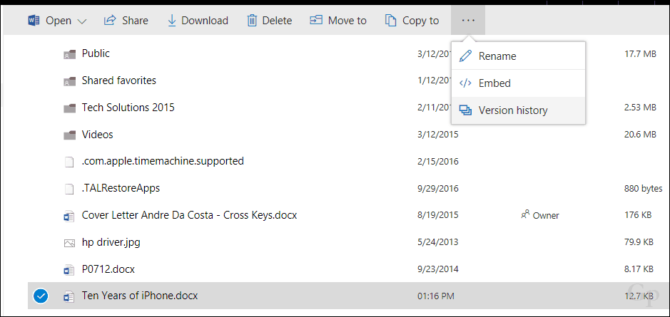 Kembalikan Versi File Sebelumnya di OneDrive