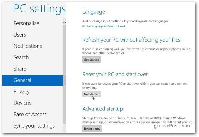 Cara Mengatur Ulang Komputer Windows 8 Anda