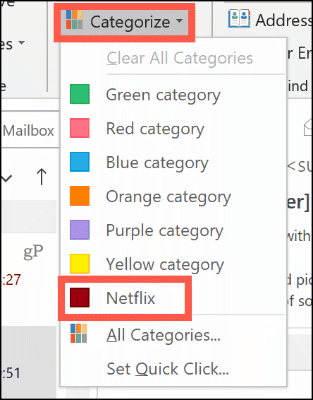 Secara manual mengatur kategori warna di Outlook