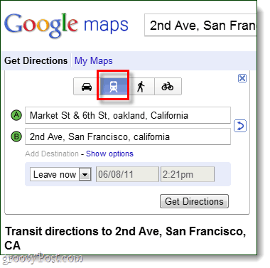 petunjuk transit di Google Maps