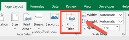 Opsi Excel Print Tiles