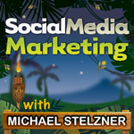 Podcast Pemasaran Media Sosial membantu Mike membangun hubungan dengan pemberi pengaruh.