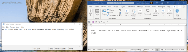 Sematkan teks file di Word