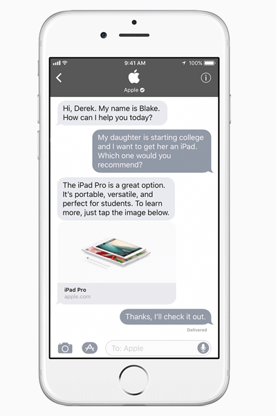 Apple memperkenalkan Obrolan Bisnis, cara baru yang andal bagi bisnis untuk terhubung dengan pelanggan di iMessage.