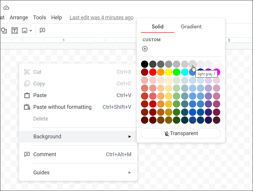 pilih warna kartu cara membuat kartu di google docs