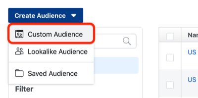 langkah 1 tentang cara membuat audiens kustom Facebook
