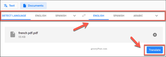 Menerjemahkan dokumen menggunakan Google Translate