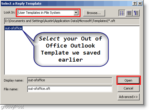 Outlook 2007 - Buat aturan Outlook pilih templat